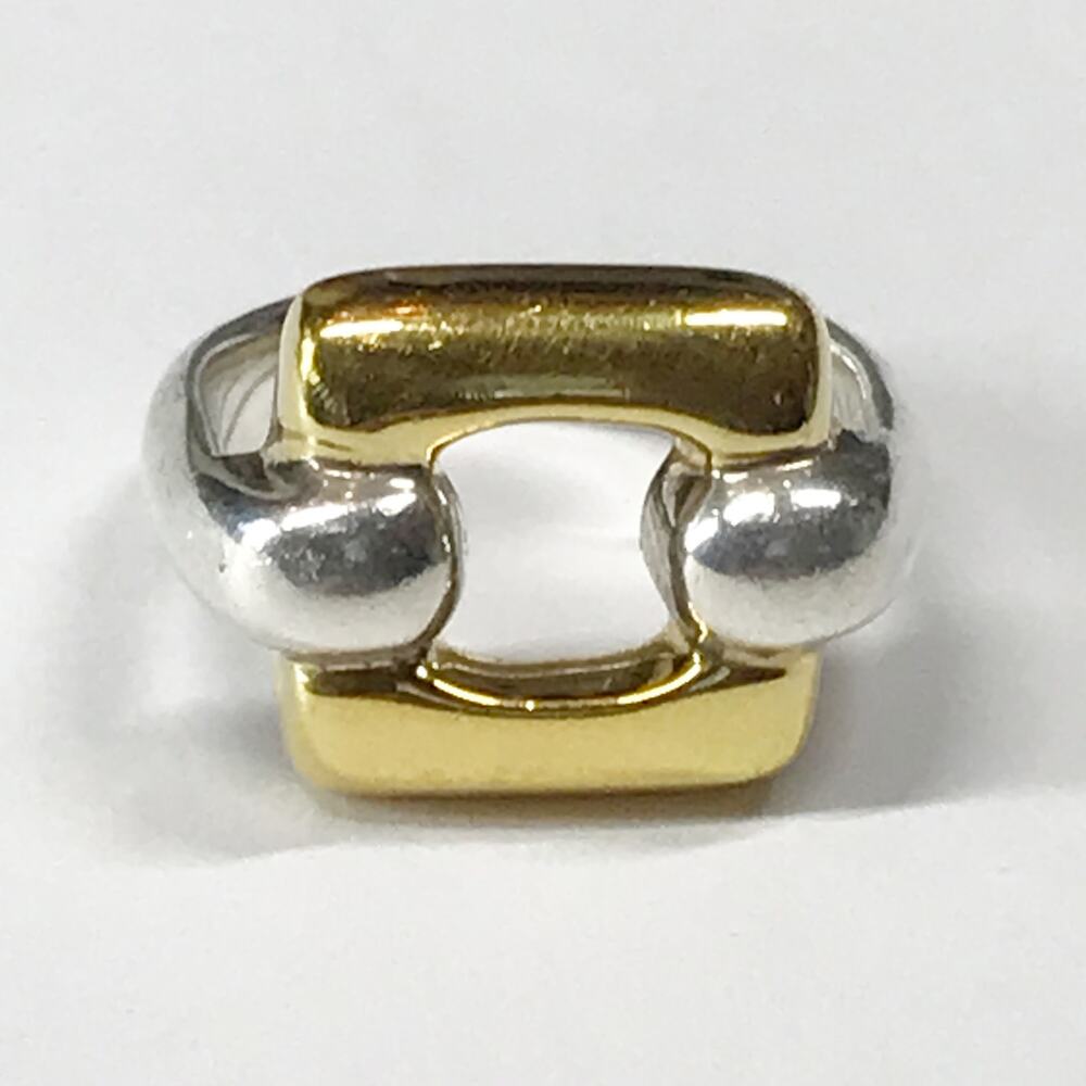 VTG Tane Mexico Two Tone Gold Plate Sterling Silver Modernist Puffy Chunky Ring - Picture 13 of 16
